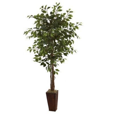 Nearly Natural 5931 6-Feet Ficus Tree with Bamboo Planter, Green $92.05 (Reg $217.19)