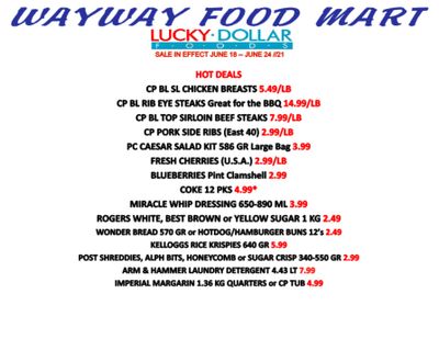 WayWay Food Mart Flyer June 18 to 24