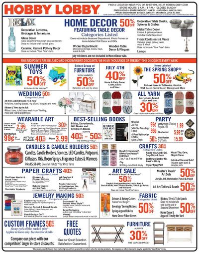 Hobby Lobby Weekly Ad Flyer June 20 to June 26