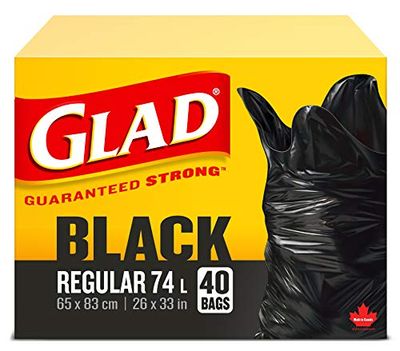 Glad Black Garbage Bags - Regular 74 Litres - 40 Trash Bags $6.97 (Reg $7.99)