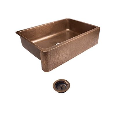Sinkology SEK307-33-AMZ-B Lange Farmhouse 32 in. Single Bowl Strainer Kitchen Sink with Drain, Antique Copper $660.59 (Reg $697.19)