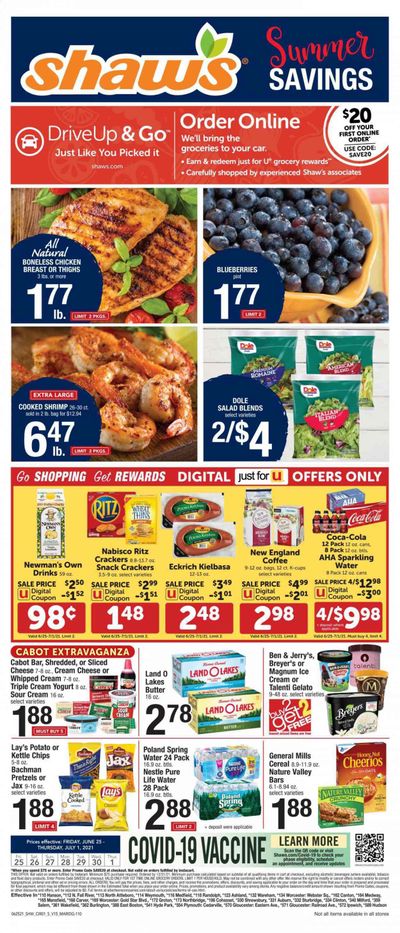Shaw’s (MA, ME, NH, RI, VT) Weekly Ad Flyer June 25 to July 1