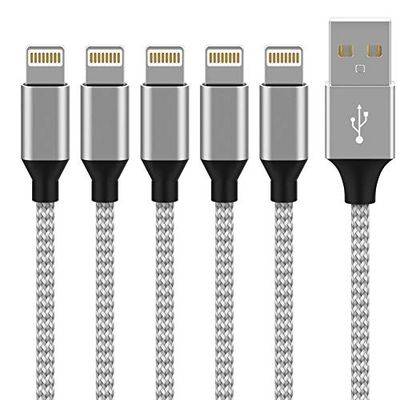 Phone Charger ActionPie 5Pack (3/3/6/6/10FT) Phone Charge Cable, Nylon Woven Compatible Phone 11 Pro Max/XS Max/XR/X / 8/7 / 6s / Pad More- Blue (Silvery Grey) $8.99 (Reg $13.98)