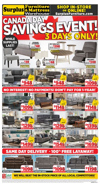 Surplus Furniture & Mattress Warehouse (Regina) Flyer June 28 to July 4
