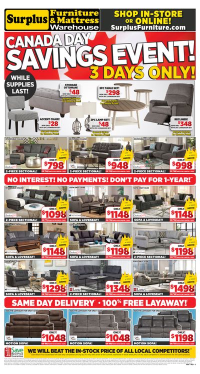 Surplus Furniture & Mattress Warehouse (Kingston) Flyer June 28 to July 4