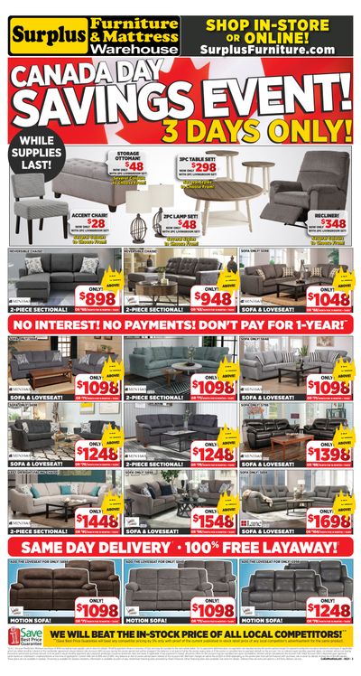 Surplus Furniture & Mattress Warehouse (Edmonton) Flyer June 28 to July 4