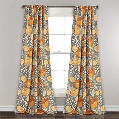 Lush Decor Poppy Garden Curtains Room Darkening Window Panel Set for Living, Dining, Bedroom, 84" L Pair, Yellow & Gray $62.76 (Reg $78.21)