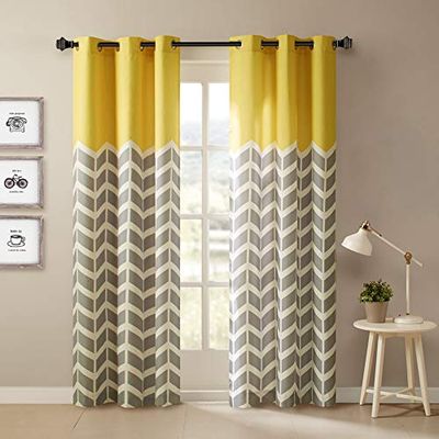 Alex Chevron Printed Grommet Top Panel Pair Yellow 84" Panel $47.85 (Reg $63.14)