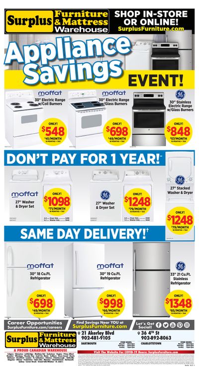 Surplus Furniture & Mattress Warehouse (Dartmouth, Charlottetown) Flyer June 28 to August 1