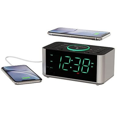 Emerson Alarm Clock Radio and QI Wireless Phone Charger with Bluetooth, Compatible with iPhone Xs Max/XR/XS/X/8/Plus, 10W Galaxy S10/Plus/S10E/S9, All Qi Compatible Phones, ER100202 $49.85 (Reg $53.21)