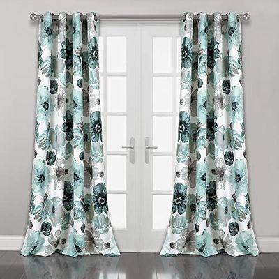 Lush Decor Room Darkening Window Curtain Panel Pair Leah Floral Insulated Grommet, 95" L, Blue $77.55 (Reg $82.58)