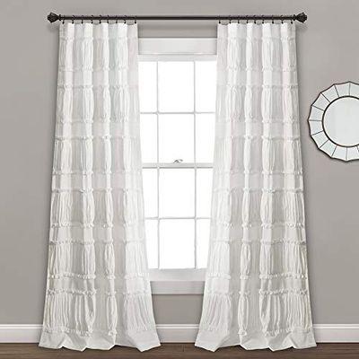 Lush Decor, White Nova Ruffle Window Curtain Panel Pair, 84" x 42" $56.82 (Reg $68.73)