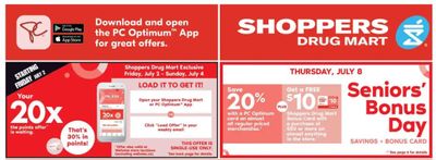 Shoppers Drug Mart Canada: Loadable 20x The Points Offer July 2nd – 4th