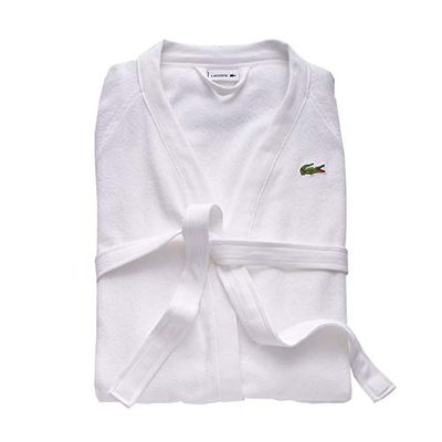 Lacoste Classic Pique 100% Cotton Bath Robe, 41.5"L, White $64.32 (Reg $123.50)