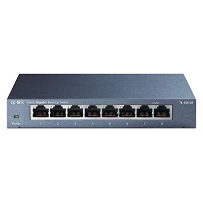 TP-Link TL-SG108 8-Port 10/100/1000Mbps Desktop Gigabit Steel Cased Switch, IEEE 802.1p QoS, Up to 72% Power Saving $23.98 (Reg $26.99)