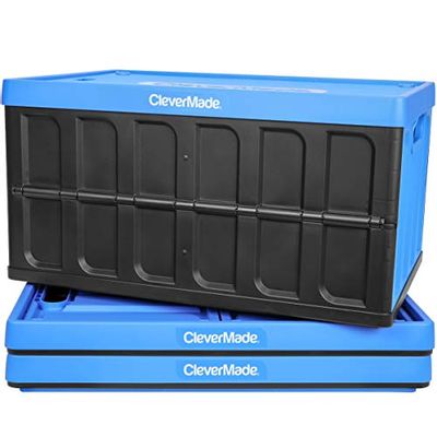CleverMade CleverCrates 62 Liter Collapsible Storage Bin/Container: Solid Wall Utility Basket/Tote with Lid, Neptune Blue, 3 Pack $81.43 (Reg $100.92)