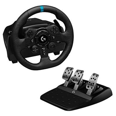 Logitech G923 Racing Wheel and Pedals for PS5, PS4 and PC Featuring TRUEFORCE up to 1000 Hz Force Feedback, Responsive Pedal, Dual Clutch Launch Control, and Genuine Leather Wheel Cover $399.99 (Reg $499.99)