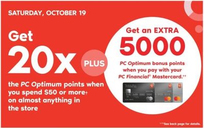 Shoppers Drug Mart Canada: Get 20x The PC Optimum Points + 5000 Points When You Pay With PC Mastercard + 1 Day Sale, Today