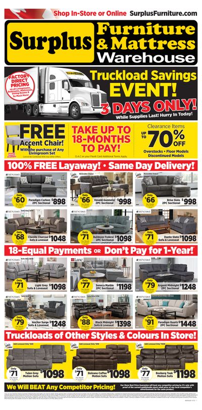 Surplus Furniture & Mattress Warehouse (Medicine Hat, Lethbridge) Flyer July 5 to 11