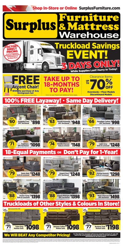 Surplus Furniture & Mattress Warehouse (Dartmouth, Charlottetown) Flyer July 5 to 11