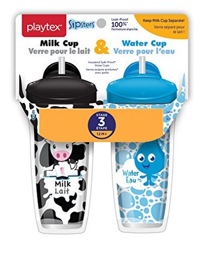 Playtex Baby Sipsters Spill-Proof Milk & Water Straw Cups for Kids, Stage 3 (12+ Months), Pack of 2 Cups $7.97 (Reg $13.79)