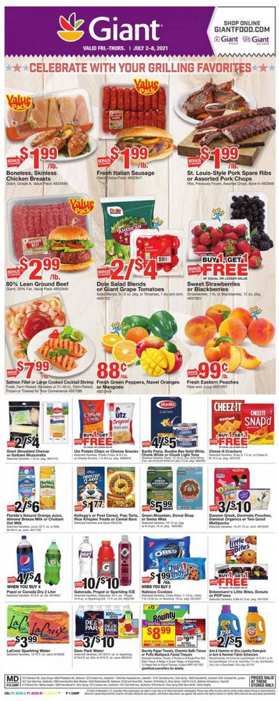 Giant Food (DE, MD, VA) Weekly Ad Flyer July 2 to July 8