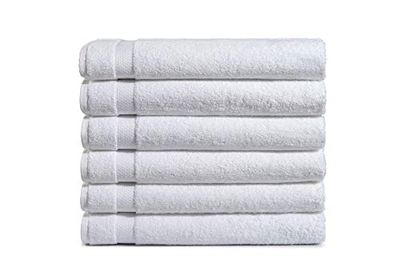 AmazonCommercial Cotton Bath Towel Set - Pack of 6, 27 x 54 Inches, 600 GSM, White $47.04 (Reg $59.15)