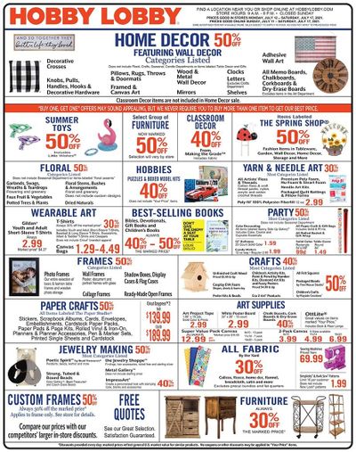 Hobby Lobby Weekly Ad Flyer July 11 to July 17
