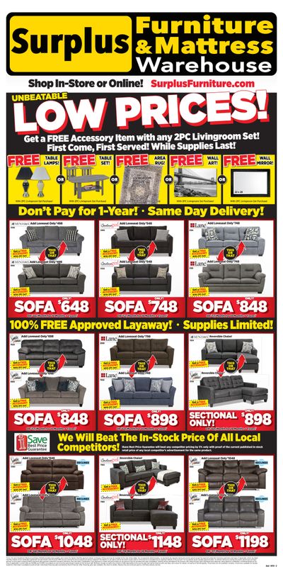 Surplus Furniture & Mattress Warehouse (Sudbury) Flyer July 12 to August 1