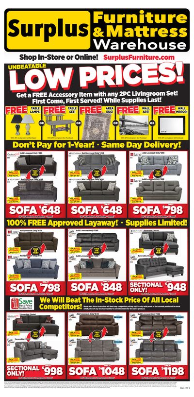 Surplus Furniture & Mattress Warehouse (Ottawa, Kingston) Flyer July 12 to August 1