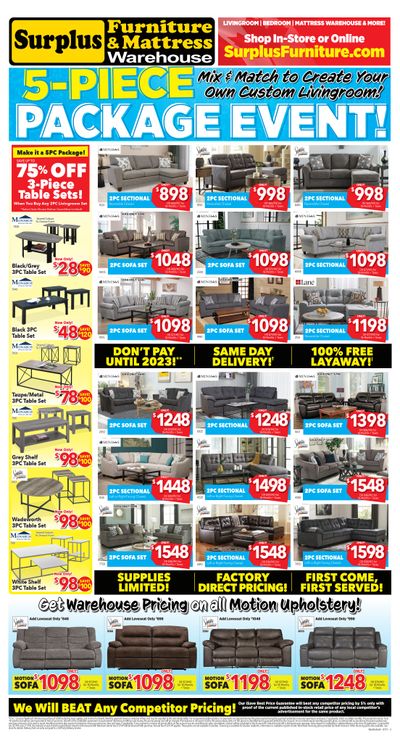 Surplus Furniture & Mattress Warehouse (Lethbridge) Flyer July 12 to August 1