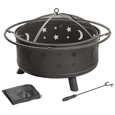 Pure Garden 50-106 30-Inch Round Star and Moon Firepit with Cover, Black $131.99 (Reg $194.95)