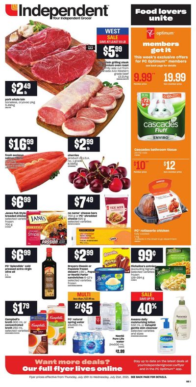 Independent Grocer (West) Flyer July 15 to 21