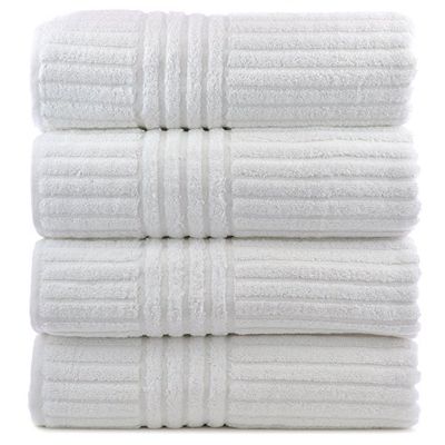 Bare Cotton Luxury Hotel and Spa Bath Towels, Striped, White, Set of 4 $53.2 (Reg $78.67)