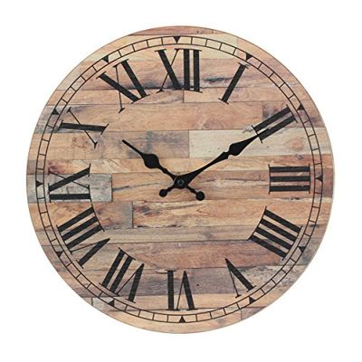 Stonebriar Old Fashioned 14 Inch Round Wood Hanging Wall Clock, Battery Operated, Rustic Wall Decor for The Living Room, Kitchen, Bedroom, and Patio $25.96 (Reg $31.64)