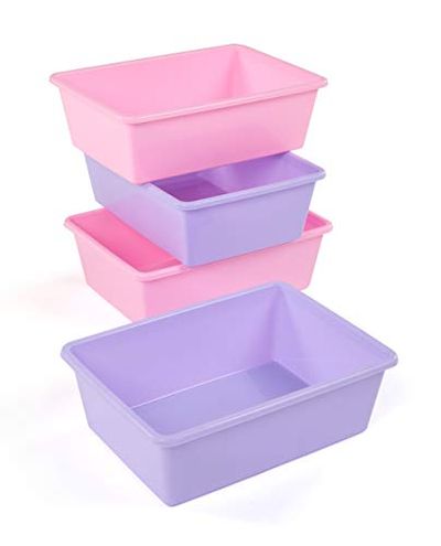 Humble Crew Tot Tutors XL081 Large Plastic Storage Bins, Set of 4 (Pink, Purple) $34.24 (Reg $38.58)