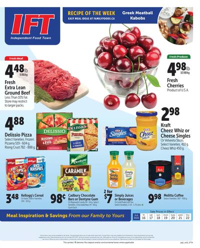 IFT Independent Food Town Flyer July 16 to 22