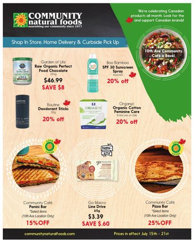Community Natural Foods Flyer July 15 to 21