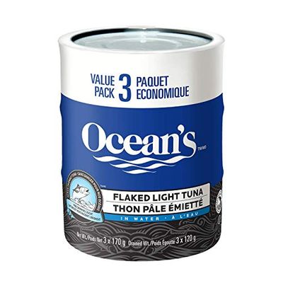 Ocean's Flaked Light Tuna - 170 Grams, 3 Count - Canned Skipjack Tuna - High In Protein - 14 Grams of Protein Per 55 Gram Serving $2.61 (Reg $4.41)