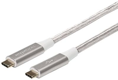 AmazonBasics Double Braided Nylon USB-C to USB-C 3.1 Gen 1 Cable with Power Delivery (5 Gbps) | 6 feet, Silver $14.99 (Reg $18.11)