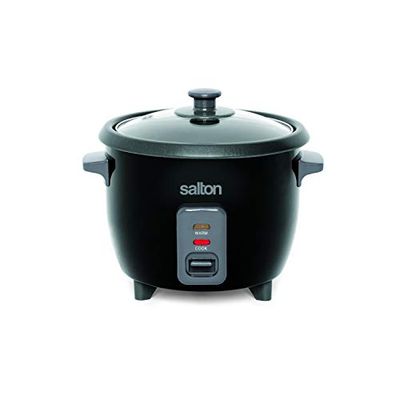 Salton 6 Cup Automatic Rice Cooker with Bonus Food Steaming Basket, Measuring Cup & Spatula, Removable Non-Stick Cooking Bowl for Quinoa, Oatmeal and More, Black, 900 Watts (RC1653) $13.98 (Reg $16.98)