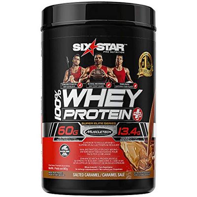 Whey Protein Powder, Six Star 100% Whey Protein Plus, Whey and BCAA and Creatine Monohydrate, Post Workout Muscle Recovery and Muscle Builder Protein Shakes for Men and Women, Salted Caramel, 2 lbs $12.47 (Reg $23.97)