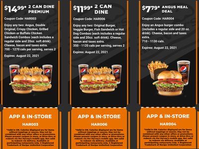 Harvey’s Canada New Digital Coupons: Two Original Burger or Veggie Burger Combos for $11.99 + More Deals