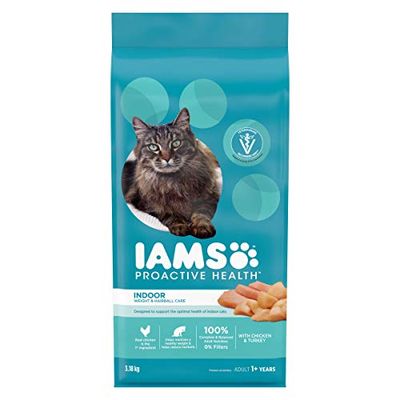 IAMS PROACTIVE HEALTH Adult Dry Cat Food - Indoor Weight & Hairball Care - Chicken & Turkey, 3.18kg bag $7.97 (Reg $17.99)
