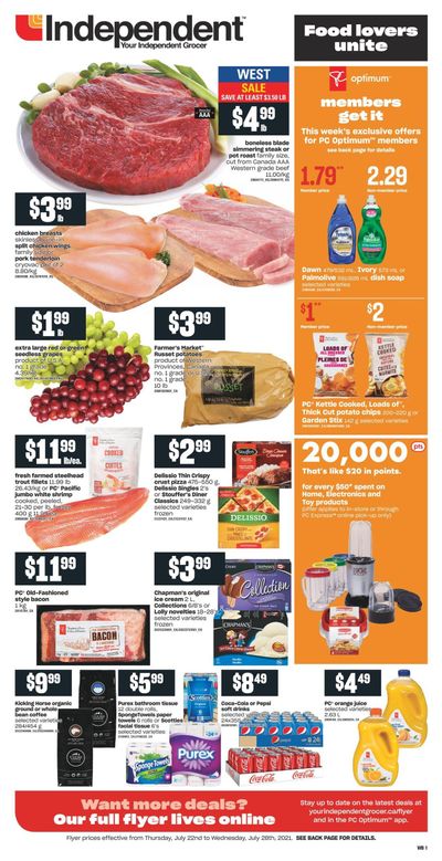Independent Grocer (West) Flyer July 22 to 28