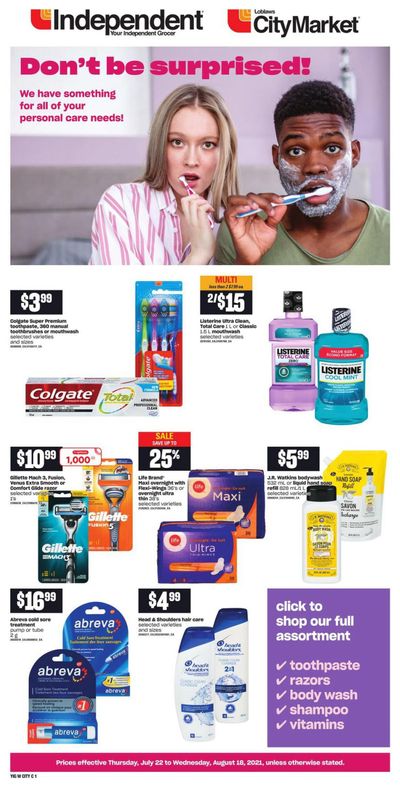 Independent Grocer (West) Personal Care Flyer July 22 to August 18