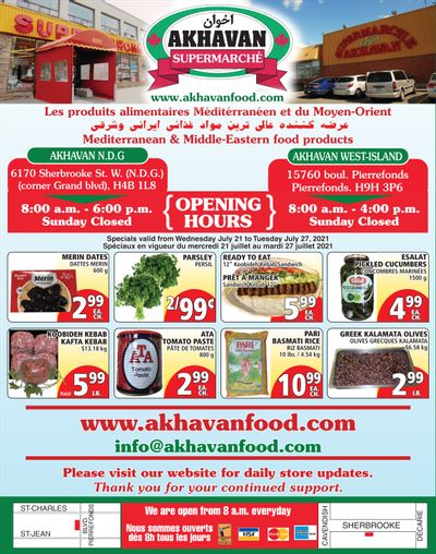 Akhavan Supermarche Flyer July 21 to 27