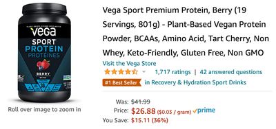 Amazon Canada Deals: Save 40% on Vega Sport Protein Powder with Coupon