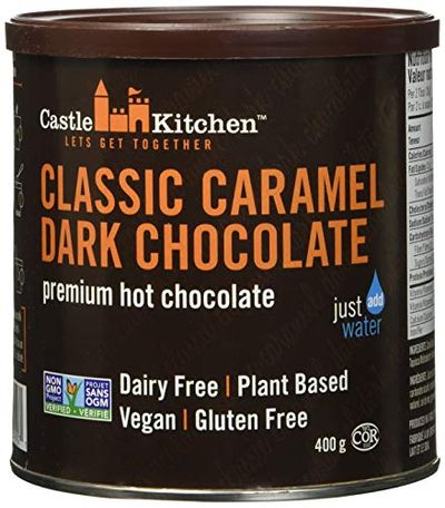 Castle Kitchen Classic Caramel Premium Dark Hot Chocolate Mix - Vegan, Plant Based, Gluten Free, Dairy Free, Non-GMO Project Verified, Kosher, Just Add Water - 400g $6.21 (Reg $8.49)