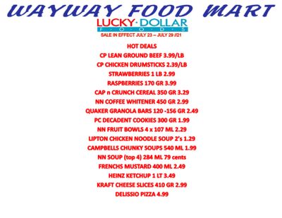 WayWay Food Mart Flyer July 23 to 29